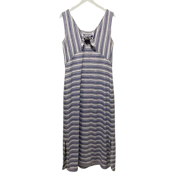 T by Talbots Striped Tie Back Maxi Dress EUC - Picture 3 of 7